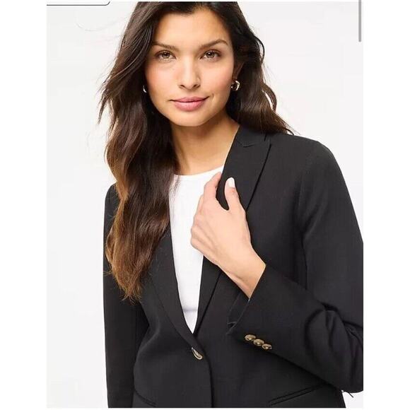 J.Crew Women’s Black Cotton-Blend Blazer Size 4 | NWT Two-Button Workwear Jacket - Picture 3 of 11